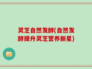 灵芝自然发酵(自然发酵提升灵芝营养新星)