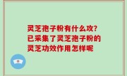 灵芝孢子粉有什么攻？已采集了灵芝孢子粉的灵芝功效作用怎样呢