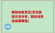 蘑菇培育灵芝(灵芝栽培方法分享，轻松培育高品质蘑菇)