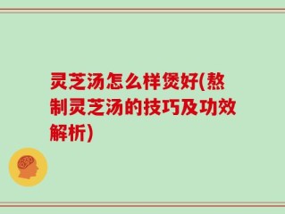 灵芝汤怎么样煲好(熬制灵芝汤的技巧及功效解析)