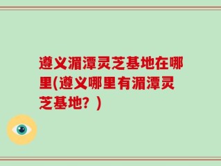 遵义湄潭灵芝基地在哪里(遵义哪里有湄潭灵芝基地？)