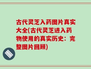 古代灵芝入药图片真实大全(古代灵芝进入药物使用的真实历史：完整图片回顾)