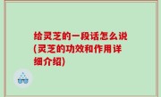 给灵芝的一段话怎么说(灵芝的功效和作用详细介绍)