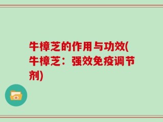 牛樟芝的作用与功效(牛樟芝：强效免疫调节剂)