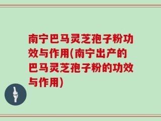 南宁巴马灵芝孢子粉功效与作用(南宁出产的巴马灵芝孢子粉的功效与作用)