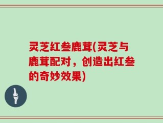 灵芝红叁鹿茸(灵芝与鹿茸配对，创造出红叁的奇妙效果)