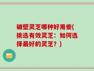 破壁灵芝哪种好用些(挑选有效灵芝：如何选择最好的灵芝？)