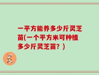 一平方能养多少斤灵芝苗(一个平方米可种植多少斤灵芝苗？)