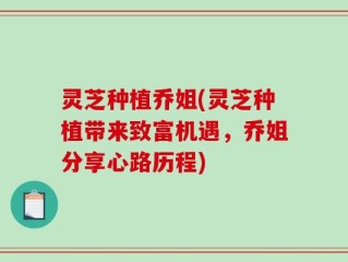 灵芝种植乔姐(灵芝种植带来致富机遇，乔姐分享心路历程)