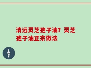 清远灵芝孢子油？灵芝孢子油正宗做法