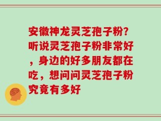 安徽神龙灵芝孢子粉？听说灵芝孢子粉非常好，身边的好多朋友都在吃，想问问灵芝孢子粉究竟有多好