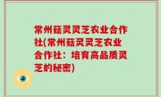常州菇灵灵芝农业合作社(常州菇灵灵芝农业合作社：培育高品质灵芝的秘密)