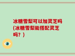 冰糖雪梨可以加灵芝吗(冰糖雪梨能搭配灵芝吗？)
