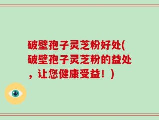破壁孢子灵芝粉好处(破壁孢子灵芝粉的益处，让您健康受益！)