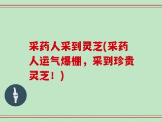 采药人采到灵芝(采药人运气爆棚，采到珍贵灵芝！)