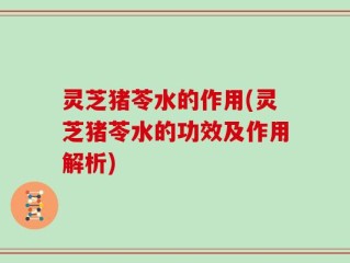 灵芝猪苓水的作用(灵芝猪苓水的功效及作用解析)