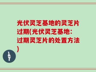 光伏灵芝基地的灵芝片过期(光伏灵芝基地：过期灵芝片的处置方法)