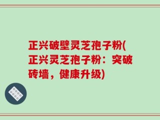 正兴破壁灵芝孢子粉(正兴灵芝孢子粉：突破砖墙，健康升级)