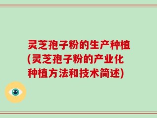 灵芝孢子粉的生产种植(灵芝孢子粉的产业化种植方法和技术简述)