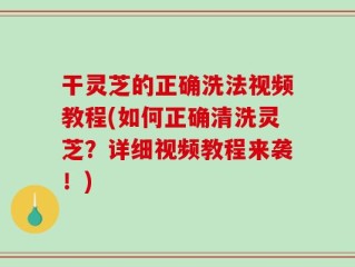干灵芝的正确洗法视频教程(如何正确清洗灵芝？详细视频教程来袭！)