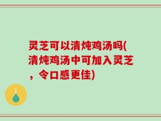 灵芝可以清炖鸡汤吗(清炖鸡汤中可加入灵芝，令口感更佳)