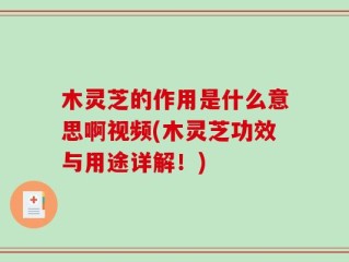 木灵芝的作用是什么意思啊视频(木灵芝功效与用途详解！)