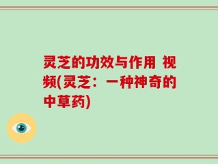 灵芝的功效与作用 视频(灵芝：一种神奇的中草药)