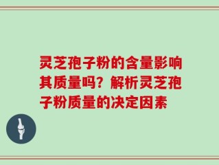 灵芝孢子粉的含量影响其质量吗？解析灵芝孢子粉质量的决定因素