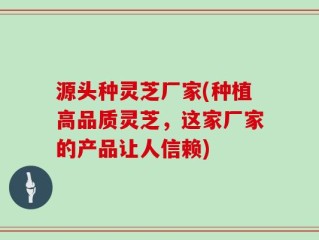 源头种灵芝厂家(种植高品质灵芝，这家厂家的产品让人信赖)