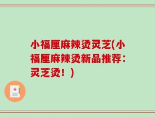 小福厘麻辣烫灵芝(小福厘麻辣烫新品推荐：灵芝烫！)