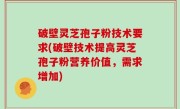 破壁灵芝孢子粉技术要求(破壁技术提高灵芝孢子粉营养价值，需求增加)