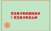 灵芝孢子粉的栽培技术？灵芝孢子粉怎么种