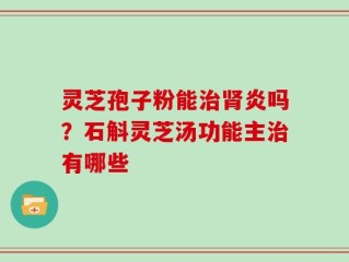 灵芝孢子粉能治肾炎吗？石斛灵芝汤功能主治有哪些