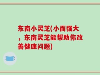 东南小灵芝(小而强大，东南灵芝能帮助你改善健康问题)