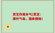 灵芝作用补气(灵芝：提升气血，强身健体)