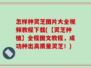 怎样种灵芝图片大全视频教程下载(【灵芝种植】全程图文教程，成功种出高质量灵芝！)