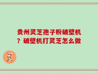 贵州灵芝孢子粉破壁机？破壁机打灵芝怎么做
