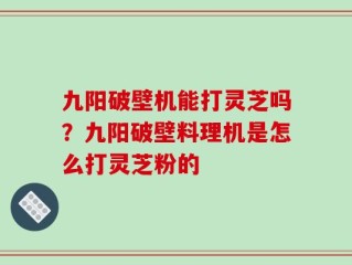 九阳破壁机能打灵芝吗？九阳破壁料理机是怎么打灵芝粉的