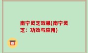南宁灵芝效果(南宁灵芝：功效与应用)