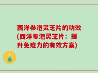 西洋参泡灵芝片的功效(西洋参泡灵芝片：提升免疫力的有效方案)