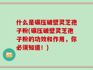 什么是碾压破壁灵芝孢子粉(碾压破壁灵芝孢子粉的功效和作用，你必须知道！)