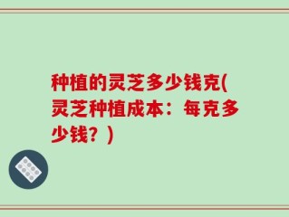 种植的灵芝多少钱克(灵芝种植成本：每克多少钱？)