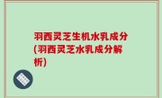 羽西灵芝生机水乳成分(羽西灵芝水乳成分解析)