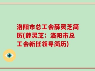 洛阳市总工会薛灵芝简历(薛灵芝：洛阳市总工会新任领导简历)