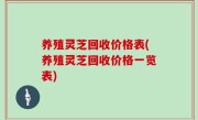 养殖灵芝回收价格表(养殖灵芝回收价格一览表)