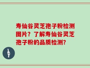 寿仙谷灵芝孢子粉检测图片？了解寿仙谷灵芝孢子粉的品质检测？