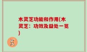 木灵芝功能和作用(木灵芝：功效及益处一览)