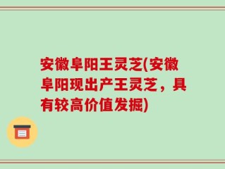安徽阜阳王灵芝(安徽阜阳现出产王灵芝，具有较高价值发掘)