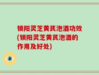 锁阳灵芝黄芪泡酒功效(锁阳灵芝黄芪泡酒的作用及好处)