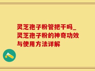 灵芝孢子粉管把干吗_灵芝孢子粉的神奇功效与使用方法详解